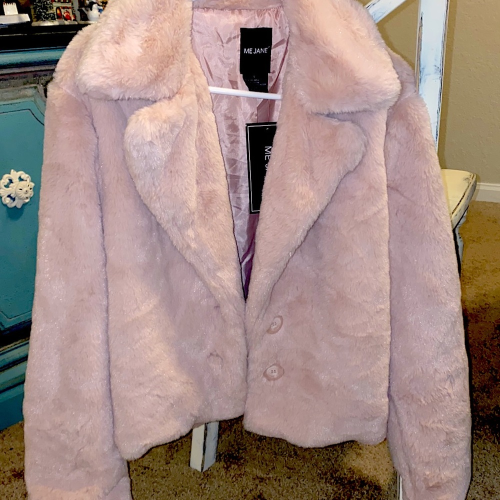Me Jane Faux fur coat. Brand new with tags. Size large.